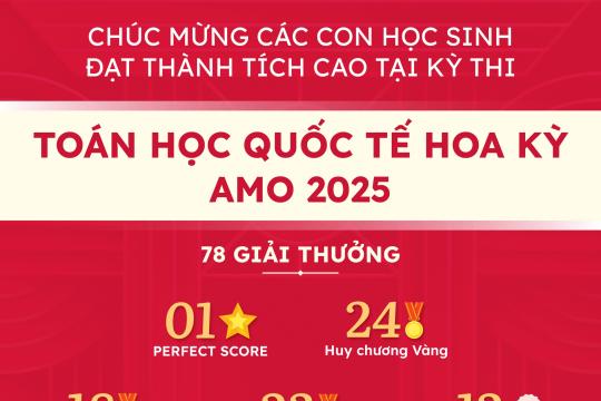BỨT PHÁ TẠI ĐẤU TRƯỜNG AMO 2025: 1 PERFECT SCORE ĐIỂM TUYỆT ĐỐI & 77 HUY CHƯƠNG TỪ HỌC SINH TIỂU HỌC & THCS NGÔI SAO HOÀNG MAI